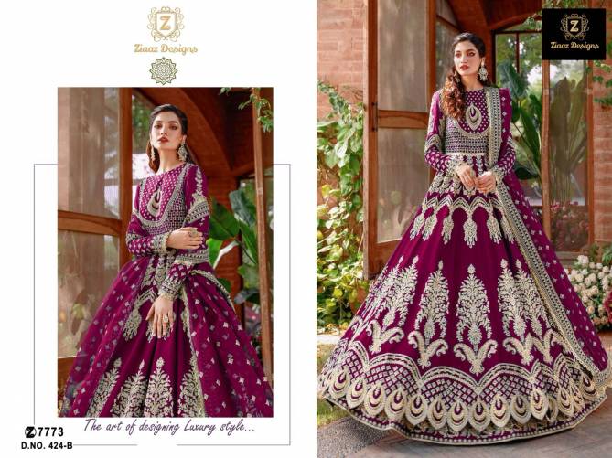 424 Ziaaz Designs Georgette Wedding Wear Pakistani Suits Wholesale Shop In Surat
